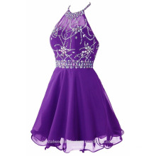 Alibaba Elegant Short A Line Cheap New Designer Violet Bleu Rouge blanc Halter Evening Party Robes formelles LE49